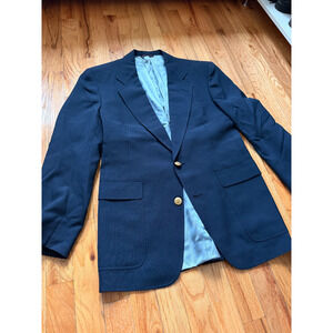 VTG Hart Schaffner Marx Navy Blazer 39R 40R Sport Coat Jacket Gold Buttons